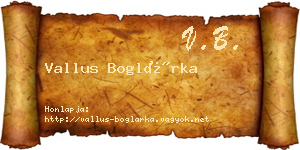 Vallus Boglárka névjegykártya