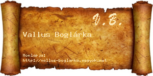 Vallus Boglárka névjegykártya